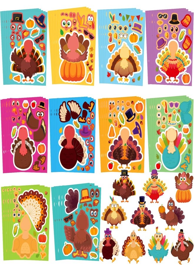catnee Thanksgiving Stickers for Kids, 50 Sheets Make a Turkey Sticker, DIY Crafts for Kids, Happy Thanksgiving Face Stickers Party Favors Games Activities Decorations, Fall Gifts - Image 1
